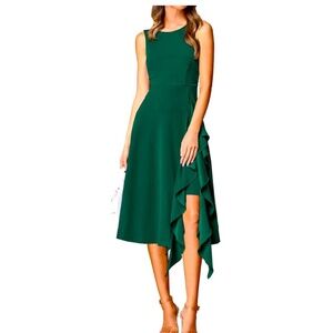PRETTYGARDEN Women's Green Sleeveless Flared Asymmetrical Dress Plus Size XXL 20